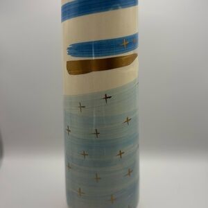 Pier 1 Blue and Gold Striped Vase